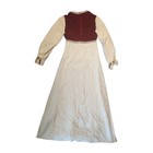 Vintage Handmade Renaissance Maxi Dress Cream Moire Velvet Bodice Medieval Xs