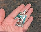 Vintage Zuni Pendant Old Pawn Jewelry Sterling Silver Signed Native American 70s
