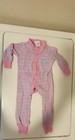 Vtg 80s Panda Original Long Johns Pink Striped Sleeper Pjs Baby Girls 12 Months