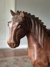 Vtg Hand Carved Horse W Glass Eyes Chinese Folk Art Boxwood 7    Stunning