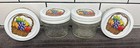 4 Vintage Quilted Crystal Jam Jelly Jars 4oz Glass Canning Lids Basket Fruit