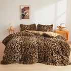 Cheetah Print Fluffy Faux Fur Duvet Cover Set  3 Queen Cheetah Print Brown