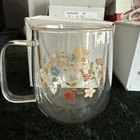 Singapore Airlines Clear Glass Mugs With  Floral Print