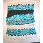 Handmade Crochet Afghan Throw Blanket 32x59 Teal Chevron Ripple