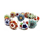 Vintage Multicolor Painted Ceramic Pull Knob For Kitchen Cabinet   Drawer 10 Pcs