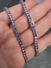 Tennis Chain 3mm Real 925 Sterling Silver Purple Simulated Amethyst Cz Necklace