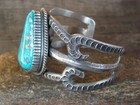 Navajo Indian Sterling Silver Turquoise Cuff Bracelet Signed Roland Dixon