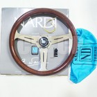 Nardi Classic 360mm Mahogany Wood Steering Wheel With Silver Chrome Finish
