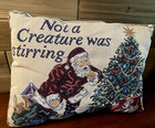 Vintage Tapestry Christmas Pillows Santa Tree Mouse Toys Holiday Winter Set Of 3