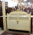 French Antique Painted White Louis Xvi Cane Queen Bed