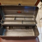 Very Nice Vintage Poloron Products Silver Metal Tackle Box