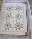Vintage Quilt 8 Point Stars Pastel  Floral Twin Hand Sewn Patchwork Stitch 83x65