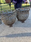 Pair Of Xlarge Antique Victorian Cast Iron Open Weave Planters