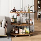 Bar Cart With Wine Rack   Glass Holder  3-tier Home Bar Serving Cart On Wheels