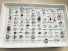 50pcs lot Bohemian Antique Silver Vintage Rings Mix Women Stone Retro Charms
