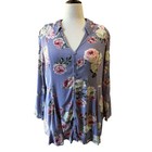 Torrid Boho Floral Tunic Top Button Up Size 3  3x  Long Sleeve Romantic Spring