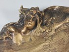 Art Nouveau Brass Bronze Tray  Woman Of The Water W  Stars - Sharp - Mucha Style