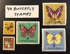 40 Butterfly Stamps From Around The World   Bright   Colorful  Topical  lot 305 