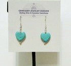 Sterling Silver Natural Turquoise Gemstone Dangle Earrings  6063   handmade Usa