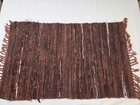 Handwoven Brown Rag Rug With Bear   Star Appliques  Fringe