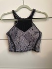 Lululemon Sports Bra Lulu Get It Om Sz-6 Mini Dottie Tribe Mesh White Black