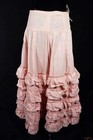 Rare Antique Edwardian Long French Pink Cotton Tiered Petticoat  27  Waist 33  L