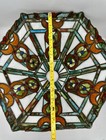 Vintage Stained Glass Lamp Shade Slag Glass Jeweled Tiffany Style 14    Wide
