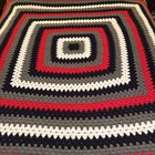 Handmade Crocheted Afghan Red Black White Gray  60    X 60    Throw Blanket