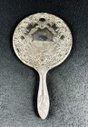 Vintage Hand Held Vanity Mirror Silver Plated Ornate Victorian Style Heavy
