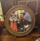 Vintage 1960s   nautical Ships Wheel Plastic Frame Wall Mirror 38   