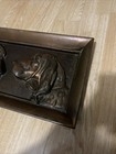 Antique Pressed Hunting Dogs Copper Relief On Cast Iron Wall Art Heavy 31   x14   