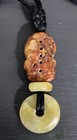 Vintage Carved Carnelian Agate Citrine Chinese Pendant Amulet Necklace Sk