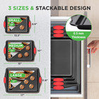 3   piece Nonstick Cookie Sheets     Carbon Steel Baking Sheet Set With Non Stick Co