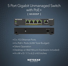 Netgear Gs305p-100nas   5-port Poe Gigabit Ethernet Unmanaged Switch New Sealed