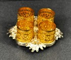 Vtg Hollywood Regency Gold Filigree Lipstick Holder 4 Tube Mid Century Vanity 