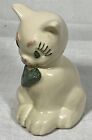 Vintage Ceramic Kitty Cat Figurine With Bow   Eyelashes 3 