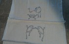 Vintage Tea Towels Embroidered Character Flour Sack 1940s 50s