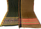 Cotton Dress Green Sari Indian Women Wrap Printed Home Decor 5y Vintage Lot Of 2