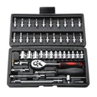 46pcs Socket Wrench Set 1 4  Drive Ratchet Metric Kit Garage Car Repair Tool