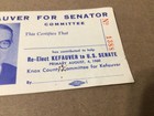 1960 Kefauver For Senator Knox County Tennessee Contribution Rally Ticket Unused
