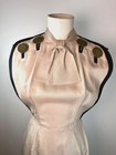 Vintage 1960 s Tan Silk Dupioni Day Dress Sleeveless Mad Men Retro Small