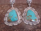 Native American Sterling Silver   Turquoise Post Dangle Earrings - Smith