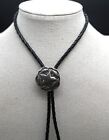 Sterling Silver Concho Stamped Repousse Navajo Bolo Tie Tips Star Older Vintage