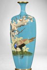 Japanese Cloisonn   Vase  Late Meiji   early Taish    Pheasant   Plum  6    Fine Wire