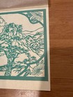 Vintage Chinese Folk Art Paper Cutout Green Landscape Mountains