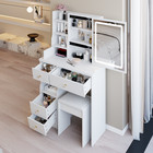 Vanity Table Set With Led Lights Mirror Drawers And Stool Makeup Dressing Desk