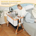 Crib Bedside Sleeper 3 In 1 Adjustable Height 4 Sided Mesh Black 0-6 Bassinet