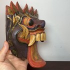 Indonesia Bali Black Rangda Wooden Mask Hand Carved Mythology Wall Hanging