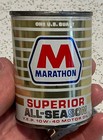 Vtg  1950 s Marathon Coin Bank Metal Oil Can Gas Advertising W lid