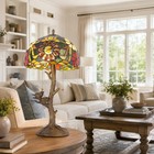 Tiffany Stained Glass Bird Table Lamp Floral Tree Branch E26 Bedroom Desk Light